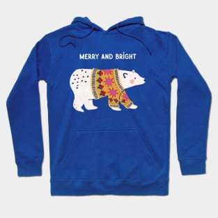 Merry Polar Bear in a Bright, Festive Sweater Hoodie